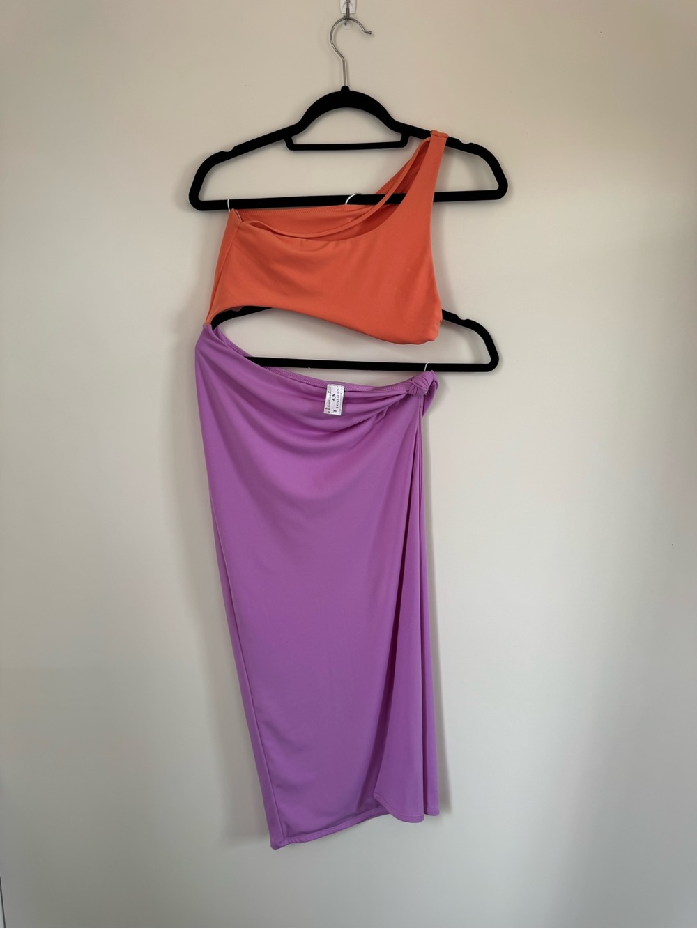 Revolve Bananhot Ariana Midi Dress Melon Orange Purple Slit Size XS - Picture 7 of 9